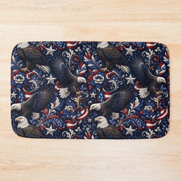 Item preview, Patriotic Bald Eagle Floral Pattern designed and sold by Rui Mythic Studio.