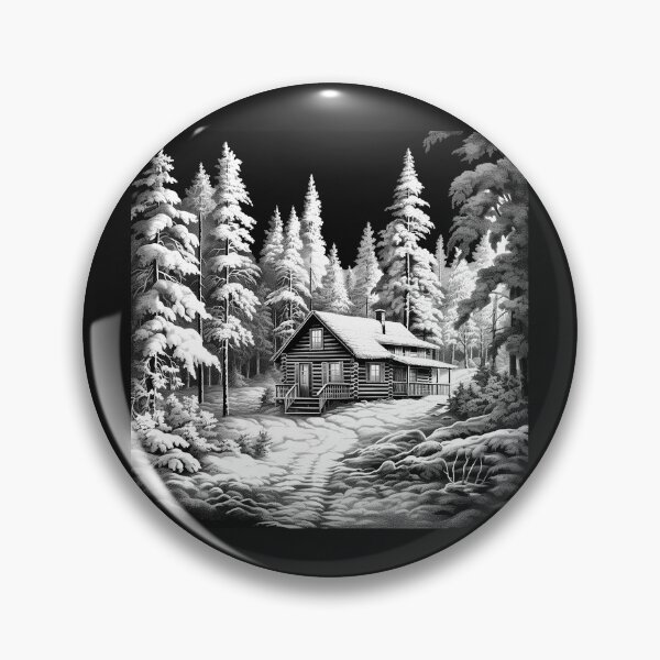 Item preview, Snowy Log Cabin in a Peaceful Winter Forest designed and sold by inkoutninja.
