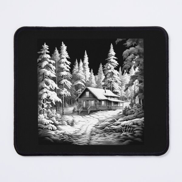 Item preview, Snowy Log Cabin in a Peaceful Winter Forest designed and sold by inkoutninja.