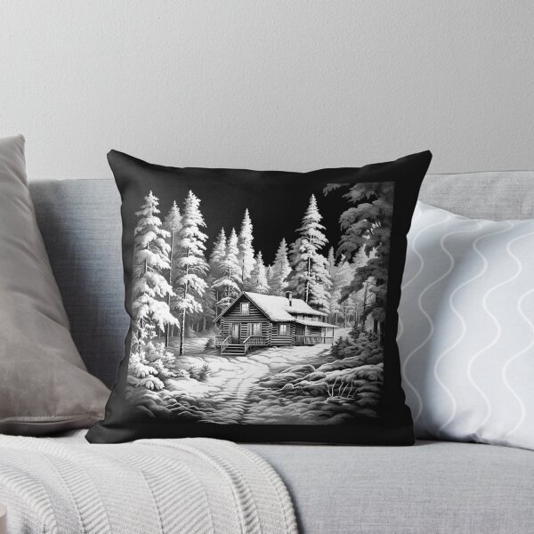 Item preview, Snowy Log Cabin in a Peaceful Winter Forest designed and sold by inkoutninja.