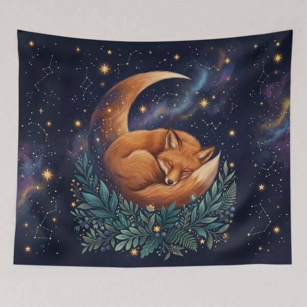 Item preview, Celestial Sleeping Red Fox Moon Galaxy designed and sold by Leafs With Luna.
