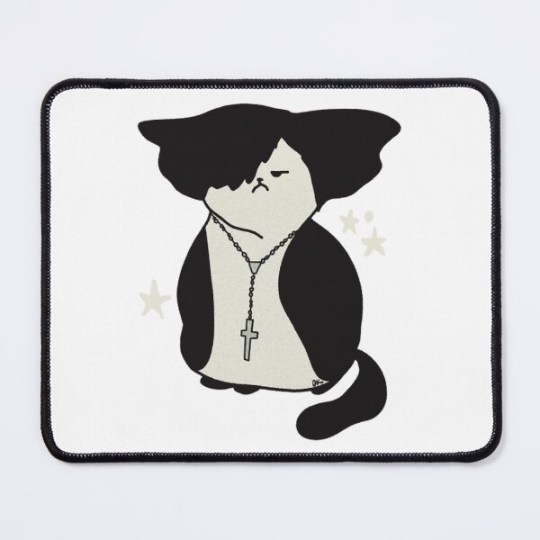 Item preview, Goth Cat Emo Kitten Cross Necklace Art designed and sold by Olliekotart.