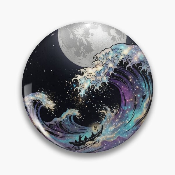 Item preview, Great Cosmic Wave Japanese Aesthetic Space Nebula Art designed and sold by Leafs With Luna.