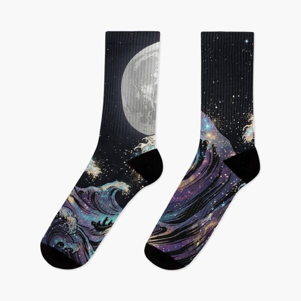 Item preview, Great Cosmic Wave Japanese Aesthetic Space Nebula Art designed and sold by Leafs With Luna.