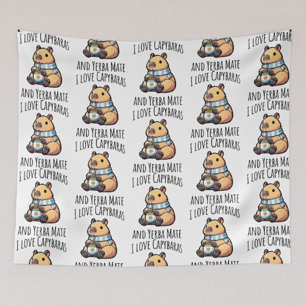 Item preview, I Love Capybaras And Yerba Mate Cute Capybara Drinking Argentinian Tea designed and sold by iroingtonsey.