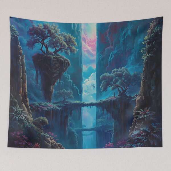 Item preview, Oil Painting Floating Jungle Rift Alien Landscape designed and sold by Luminous Wilds.