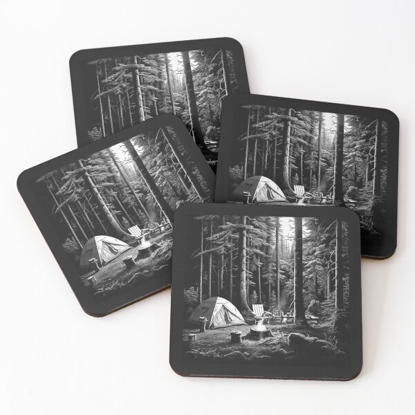Item preview, Forest Camping Under the Tall Pine Trees designed and sold by inkoutninja.