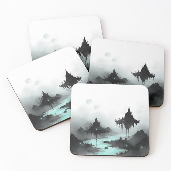 Item preview, Ink Wash Sky Mangrove Alien Basin Landscape designed and sold by Luminous Wilds.