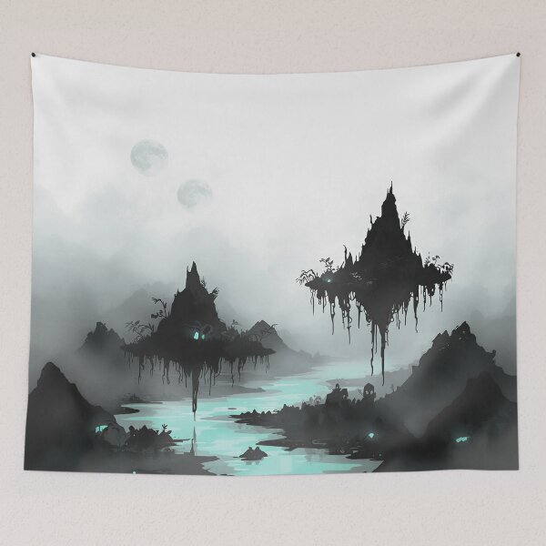 Item preview, Ink Wash Sky Mangrove Alien Basin Landscape designed and sold by Luminous Wilds.