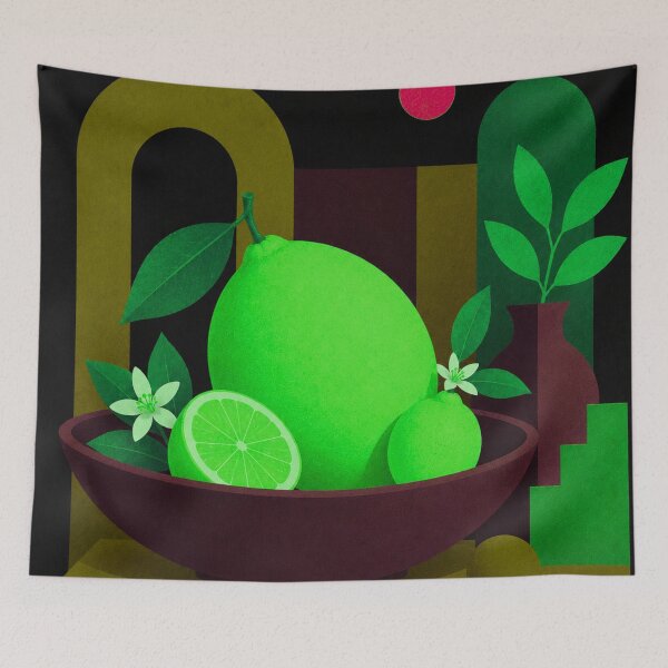 Item preview, Neon Lime Still Life | Mid-Century Modern Citrus Art designed and sold by joycrysstudio.