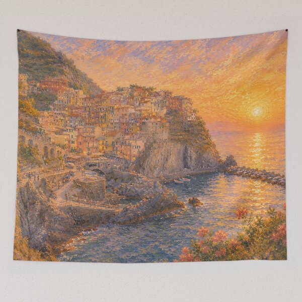 Item preview, Manarola Cinque Terre Sunset designed and sold by ArcanaAbsolute.