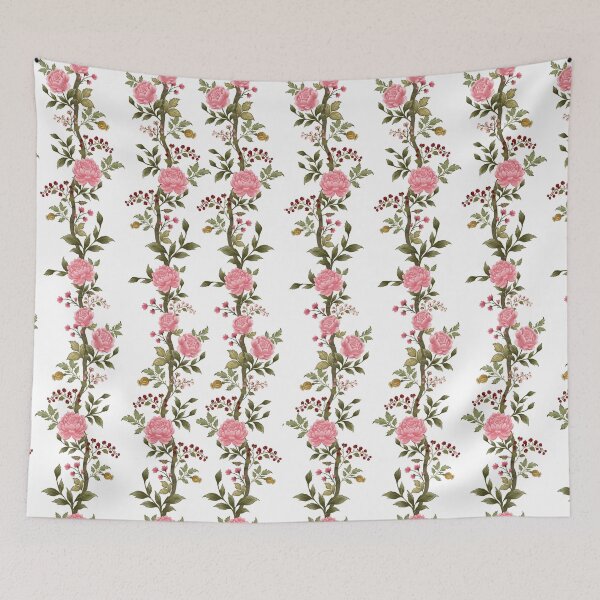 Item preview, Vintage Floral Stripe Pattern | Pink Peony Cottage Garden Botanical Design designed and sold by neenu-bhasin11.