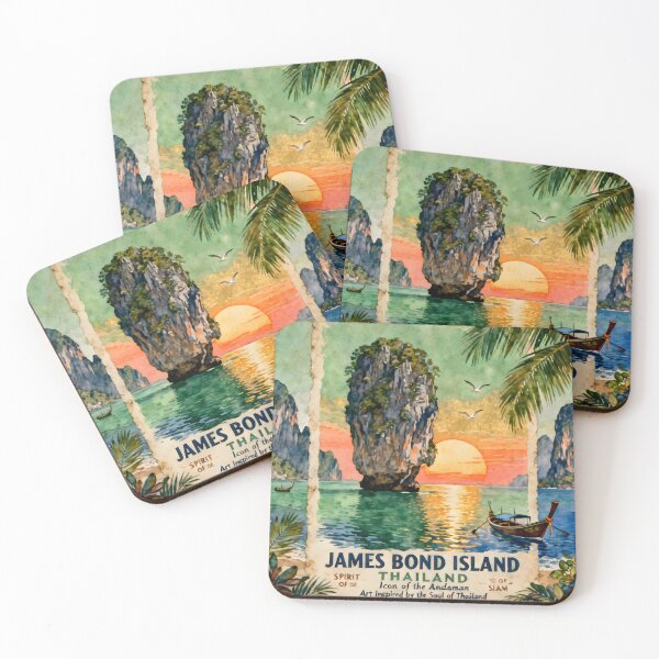 Item preview, ames Bond Island Thailand Vintage Travel Poster | Phang Nga Bay Wall Art | Spirit of Siam Collection designed and sold by Spirit of Siam.