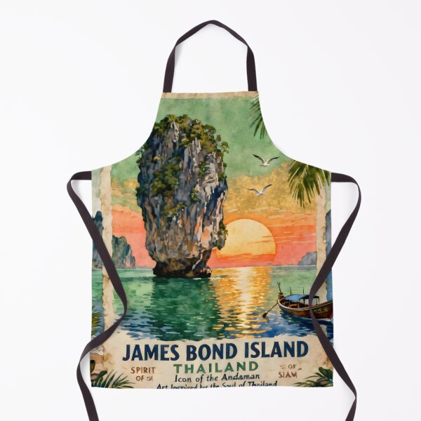 Item preview, ames Bond Island Thailand Vintage Travel Poster | Phang Nga Bay Wall Art | Spirit of Siam Collection designed and sold by Spirit of Siam.