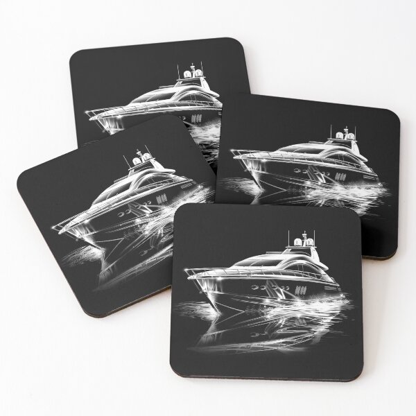 Item preview, Luxury Yacht on the Water in Black and White designed and sold by inkoutninja.