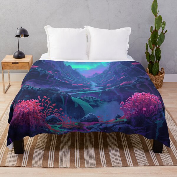 Artikelvorschau, Gouache Aurora Spine Reef Canyon Alien Landscape entworfen und verkauft von Luminous Wilds.