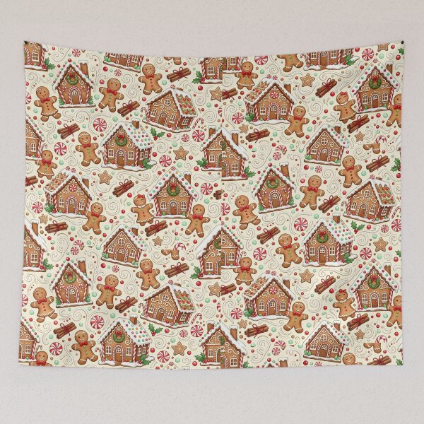 Item preview, Vintage Gingerbread Bakery Seamless Pattern Bold Vanilla Cream Holiday Wrapping Design designed and sold by yanejoy.