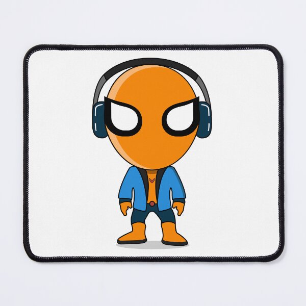 Item preview, Cute Orange Superhero DJ Mascot Sticker | Chibi Music Lover Cartoon Character designed and sold by amareshdas008.