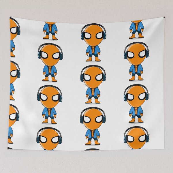 Item preview, Cute Orange Superhero DJ Mascot Sticker | Chibi Music Lover Cartoon Character designed and sold by amareshdas008.