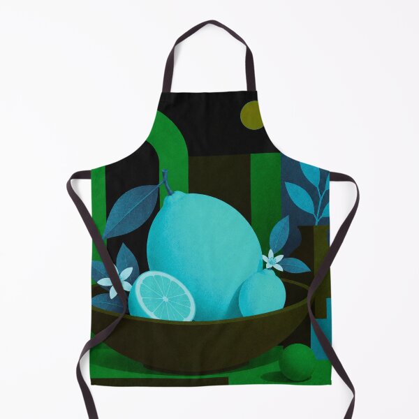 Item preview, Electric Cyan Lemon Still Life | Mid-Century Modern Botanical Art designed and sold by joycrysstudio.