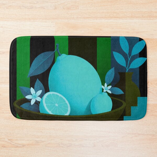 Item preview, Electric Cyan Lemon Still Life | Mid-Century Modern Botanical Art designed and sold by joycrysstudio.
