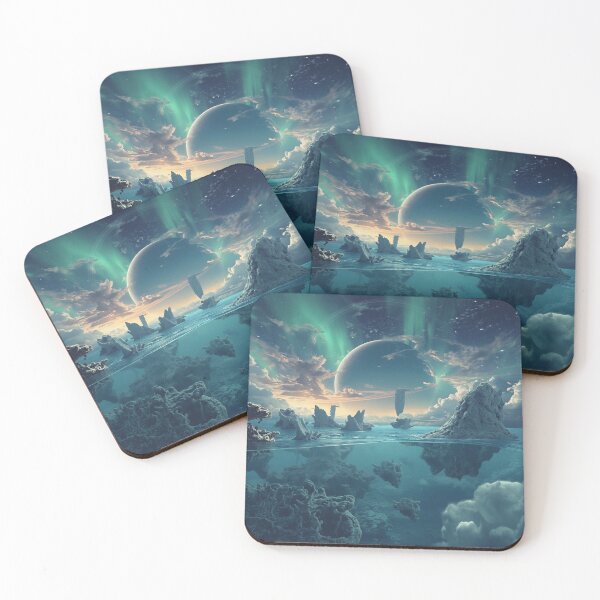 Item preview, Surreal Floating Coral Sky Alien Ocean Landscape designed and sold by Luminous Wilds.