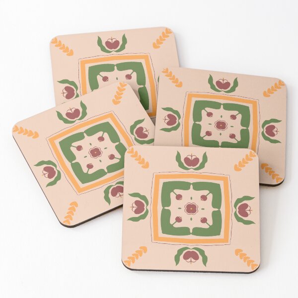 Item preview, Autumn Folk Floral Tile — Blue Lemon Studio Original Illustration designed and sold by BluelemonStudio.