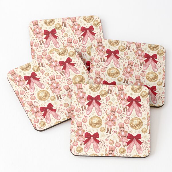 Item preview, Coquette Pink Nutcracker Seamless Pattern Bold Red Bow Holiday Wrapping Design designed and sold by yanejoy.