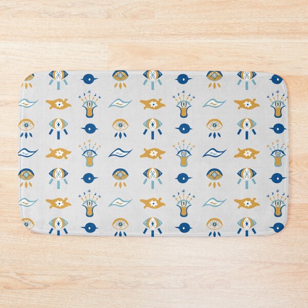 Item preview, Evil Eyes-Mati Pattern 1 - Greek Blue, Gold and White designed and sold by Daniel Bevis Design.