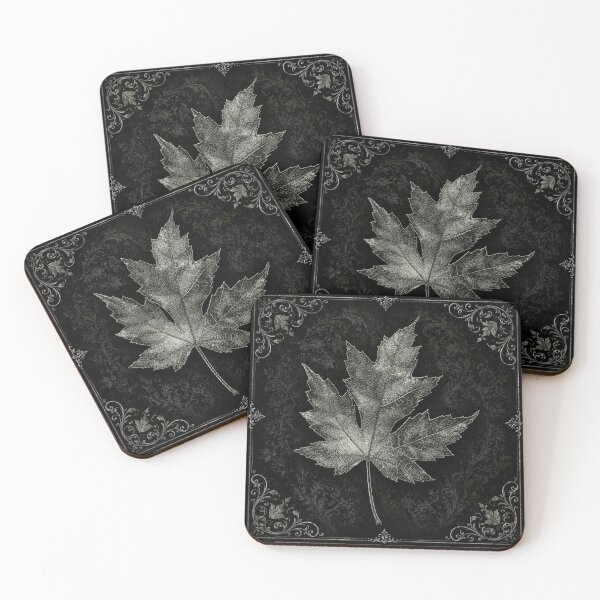 Item preview, Silver Gothic Maple Leaf Botanical Print designed and sold by NocturnaLeafCo.
