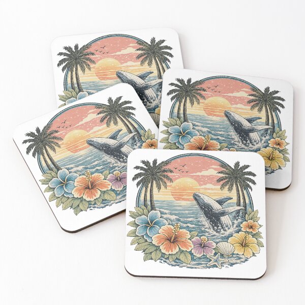 Item preview, Tropical Aesthetic Whale Sunset - Vintage Coastal Beachcore Art designed and sold by station-one.