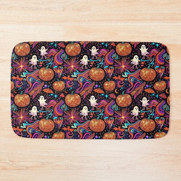 Item preview, Spooky Retro Disco Seamless Pattern Bold Obsidian Black Halloween Groovy Print designed and sold by yanejoy.