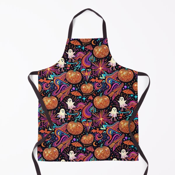 Item preview, Spooky Retro Disco Seamless Pattern Bold Obsidian Black Halloween Groovy Print designed and sold by yanejoy.