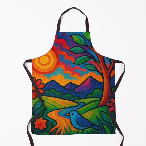 Item preview, Bold Vibrant Sunset Pop Art Stained Glass Landscape designed and sold by Nexus Space.