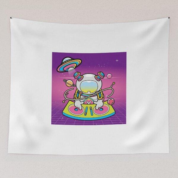 Item preview, Retro Futuristic Cartoon Astronaut Space DJ designed and sold by Lexkon Liu's art.