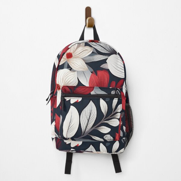 Item preview, Vibrant Wildflowers - White And Red Floral Leaves Pattern designed and sold by SassyArtistry.
