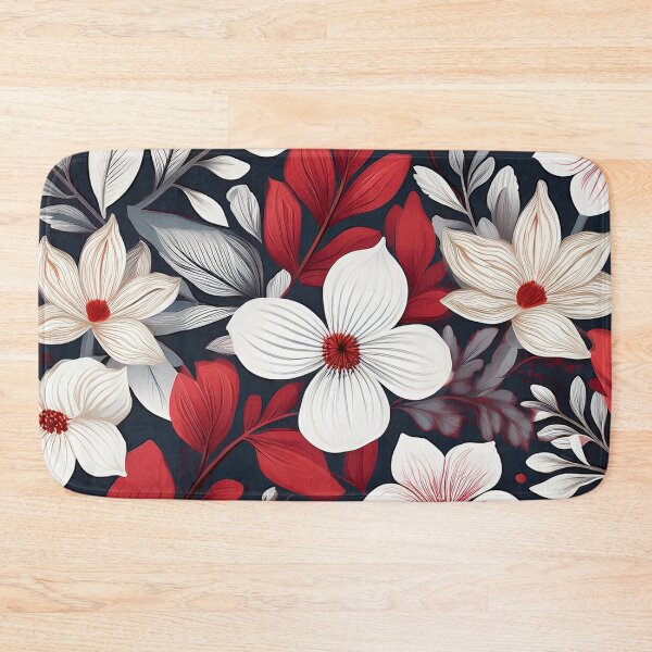 Item preview, Vibrant Wildflowers - White And Red Floral Leaves Pattern designed and sold by SassyArtistry.