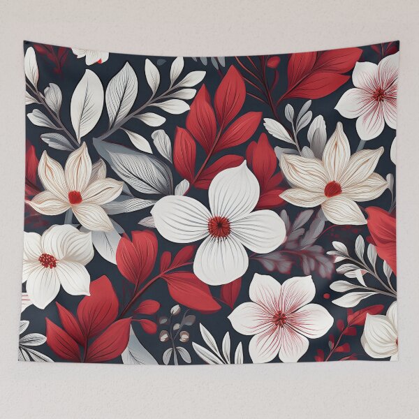 Item preview, Vibrant Wildflowers - White And Red Floral Leaves Pattern designed and sold by SassyArtistry.