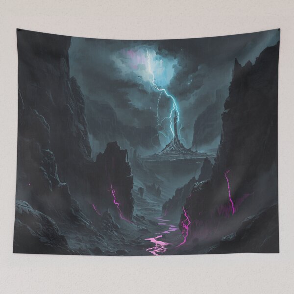 Item preview, Charcoal Neon Rootstorm Alien Canyon Landscape designed and sold by Luminous Wilds.