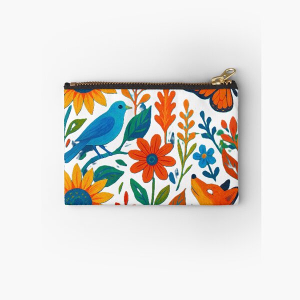 Item preview, Whimsical Folk Art Woodland Fox and Bluebird Meadow designed and sold by Nexus Space.