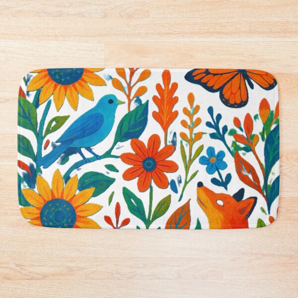 Item preview, Whimsical Folk Art Woodland Fox and Bluebird Meadow designed and sold by Nexus Space.