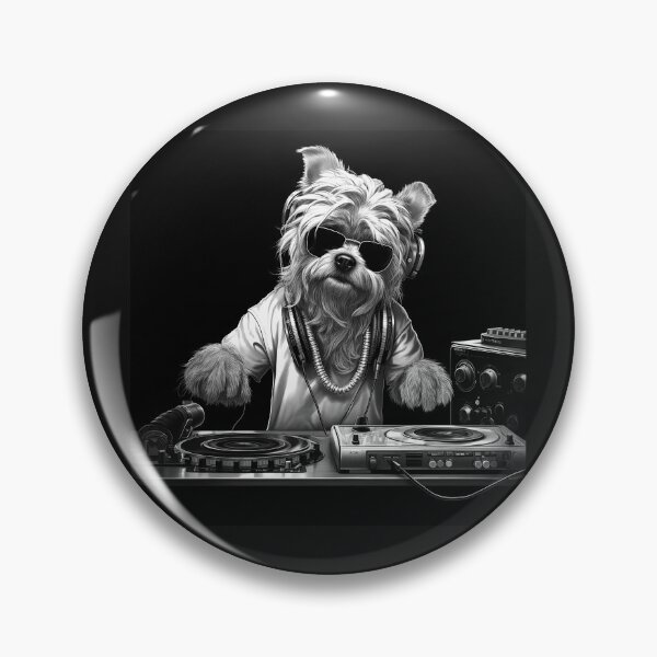 Item preview, Cool Yorkie DJ with Sunglasses and Turntables designed and sold by inkoutninja.