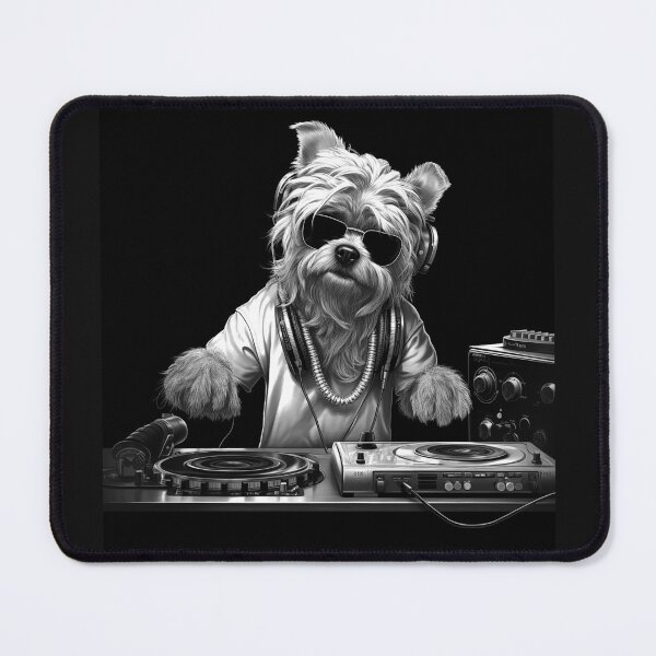 Item preview, Cool Yorkie DJ with Sunglasses and Turntables designed and sold by inkoutninja.