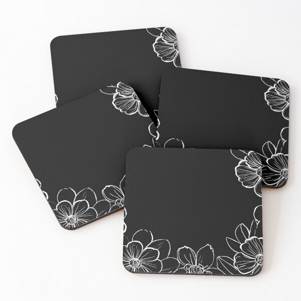 Item preview, White Wildflowers - White flowers on black background designed and sold by SassyArtistry.
