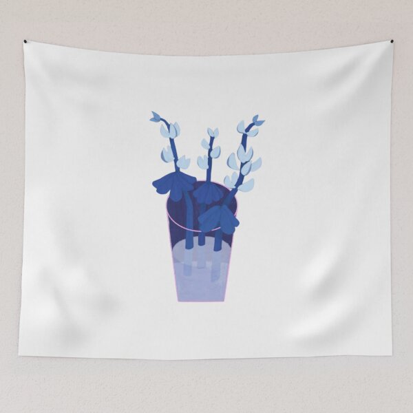 Item preview, Indigo Blooms In Glass Vintage Floral Illustration designed and sold by BuncoHearas.