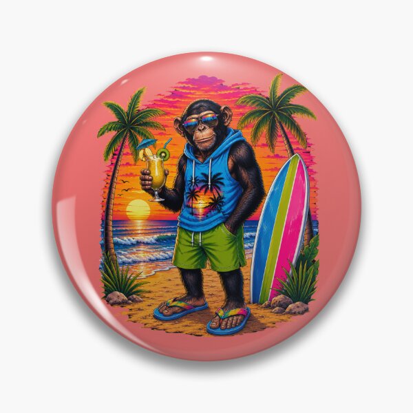 Item preview, Tropical Chimp Sunset Cocktail Beach Vacation T-Shirt designed and sold by Aimetoi.