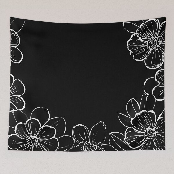 Item preview, White Wildflowers - White flowers on black background designed and sold by SassyArtistry.