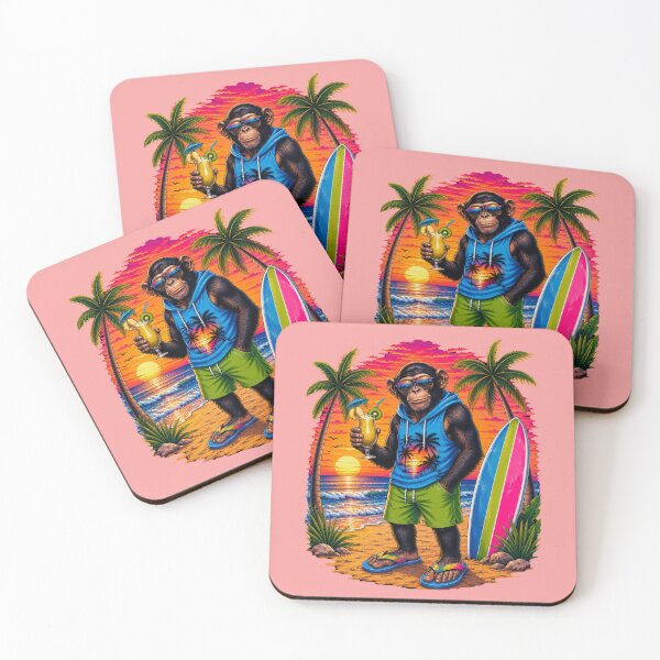 Item preview, Tropical Chimp Sunset Cocktail Beach Vacation T-Shirt designed and sold by Aimetoi.