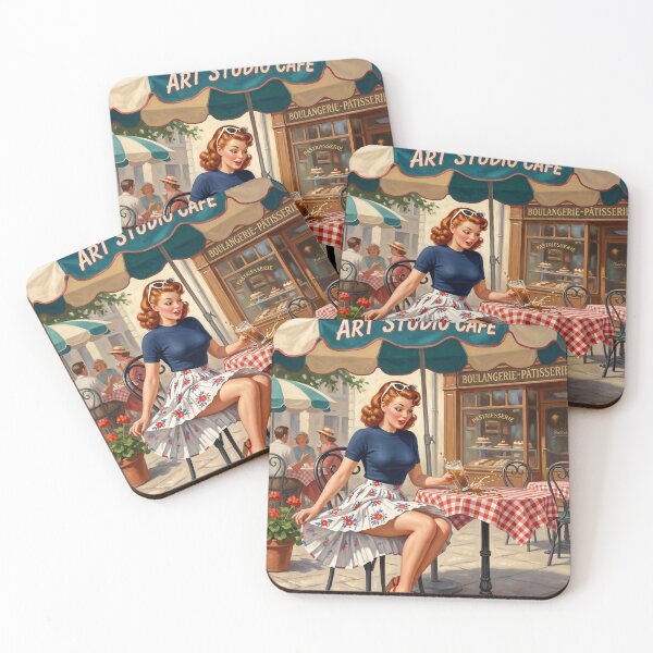 Item preview, Vintage Pinup Girl Spilled Coffee French Cafe Art designed and sold by Vincent-68.
