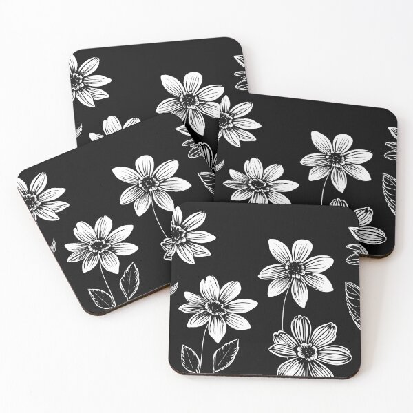 Item preview, White Wildflowers - Simply White flowers on black background designed and sold by SassyArtistry.